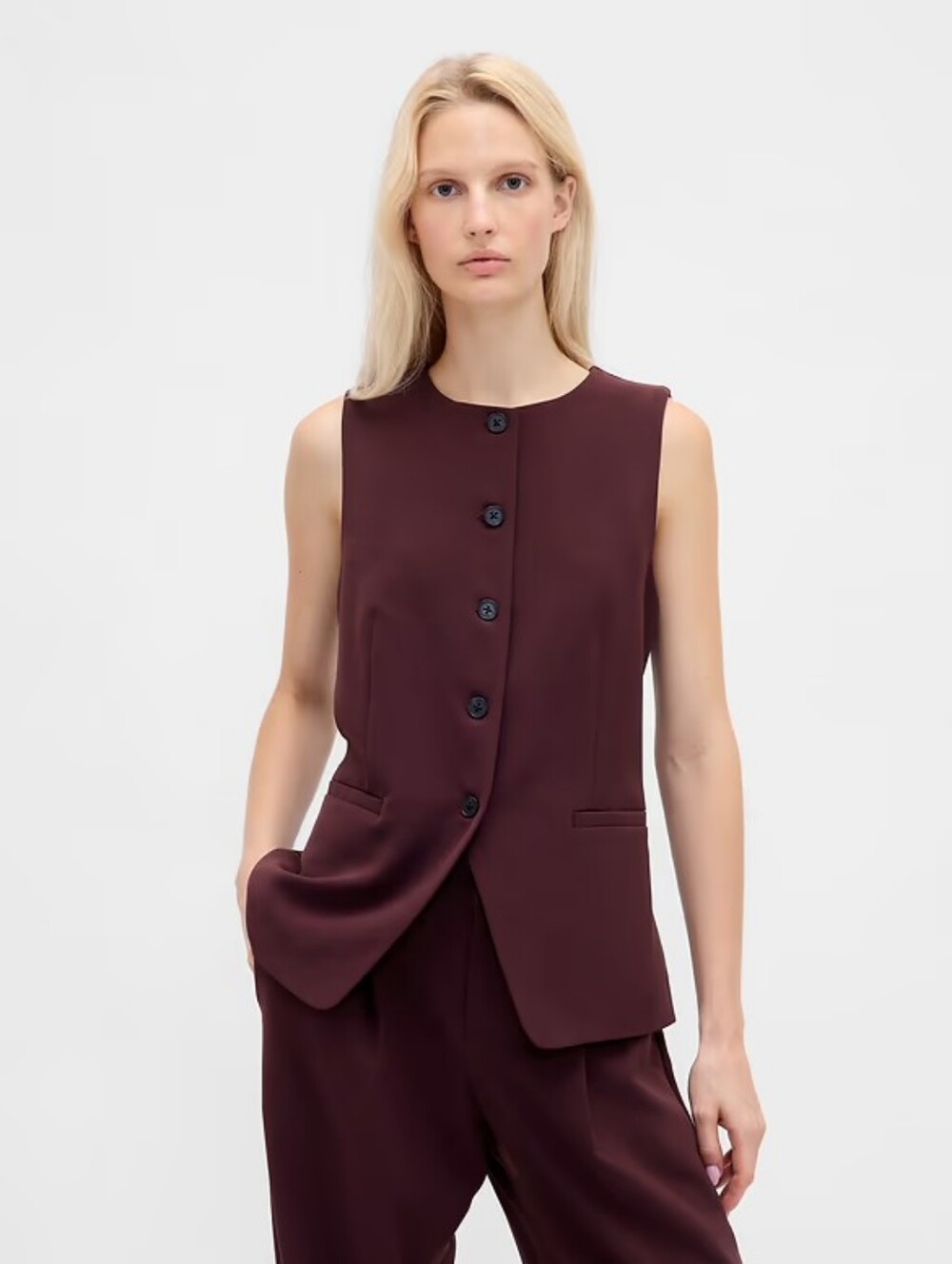 GAP High-Neck Vest in Bordeaux Purple, Small Tall (NWT)